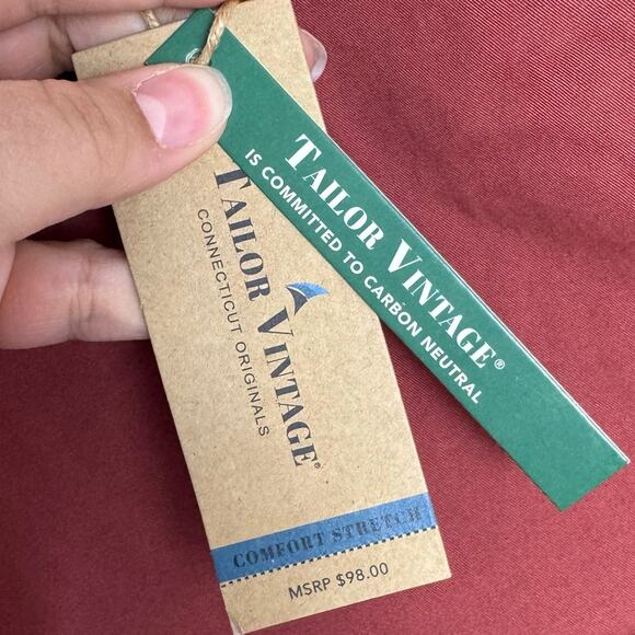 Tailor Vintage Canyon Red Stretch Slim Fit Chino Pants Size 40x30 - Picture 10 of 11